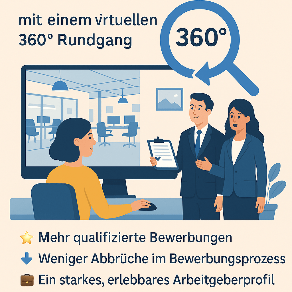 Der Fachkräftemangel ist Realität - zeigen Sie mit einem virtuellen 360° Rundgang, was Ihr Unternehmen besonders macht.