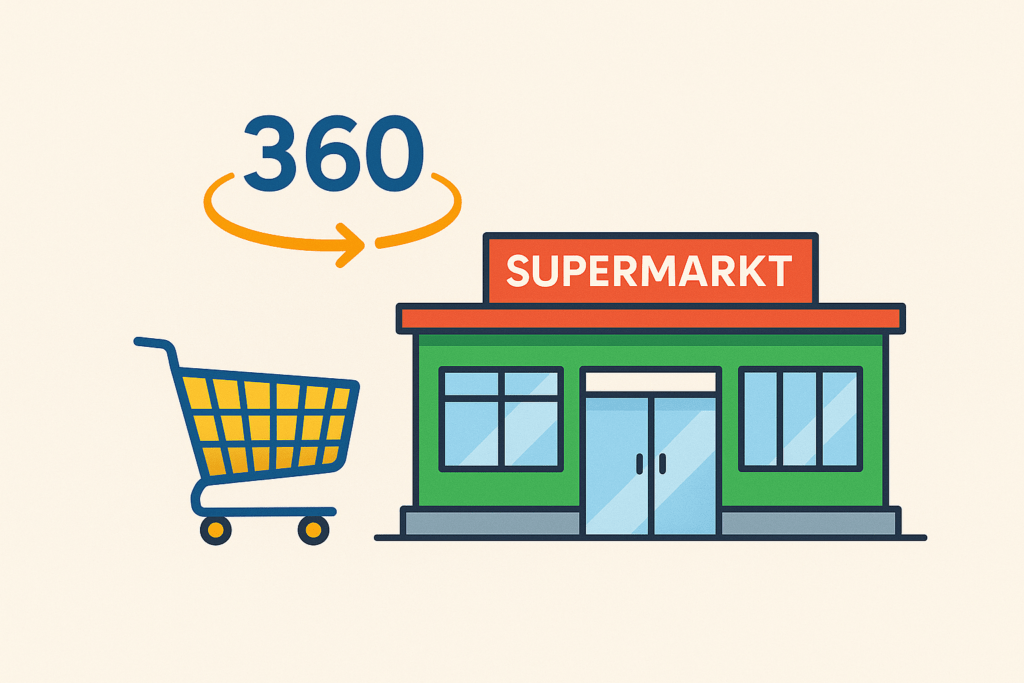Virtuelle 360° Rundgänge machen Lebensmittelgeschäfte online erlebbar – authentisch, transparent und rund um die Uhr.