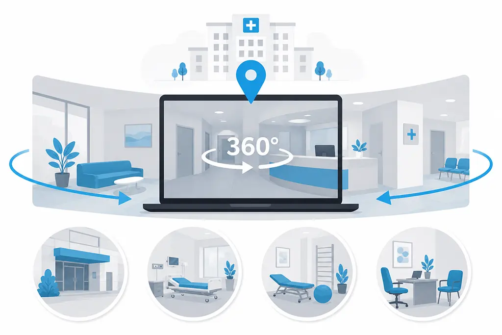 Virtuelle 360 Grad Rundgänge für Spitäler, Kliniken, Praxen und Therapiezentren.